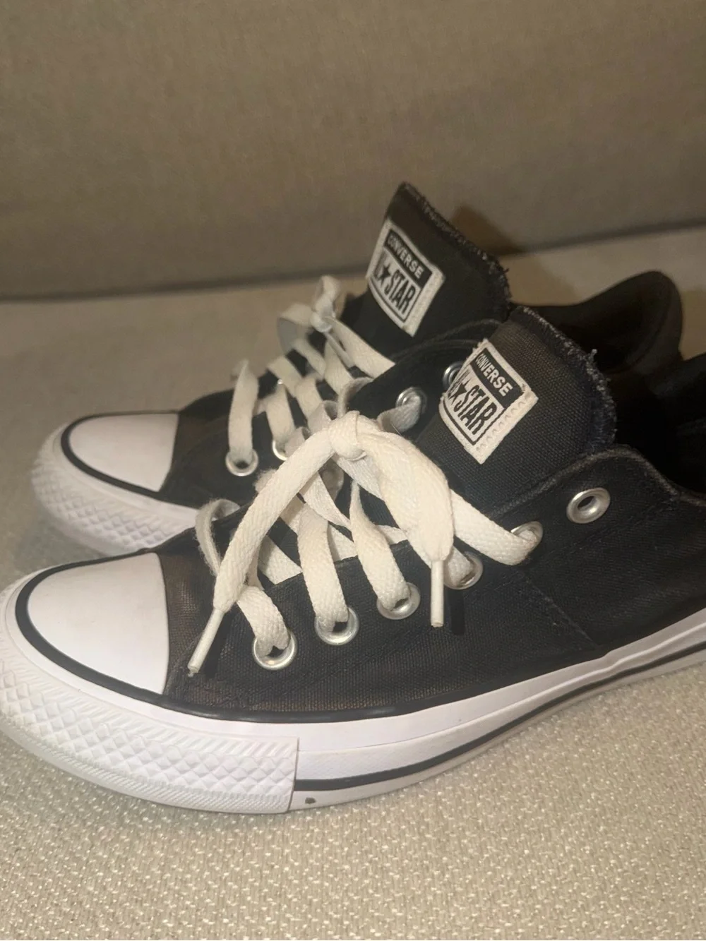 Converse Kids Black Low Top Sneakers with White Accents